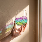 Stained Glass-Inspired Stemless Wine Glass