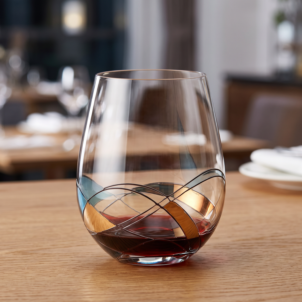 Stained Glass-Inspired Stemless Wine Glass