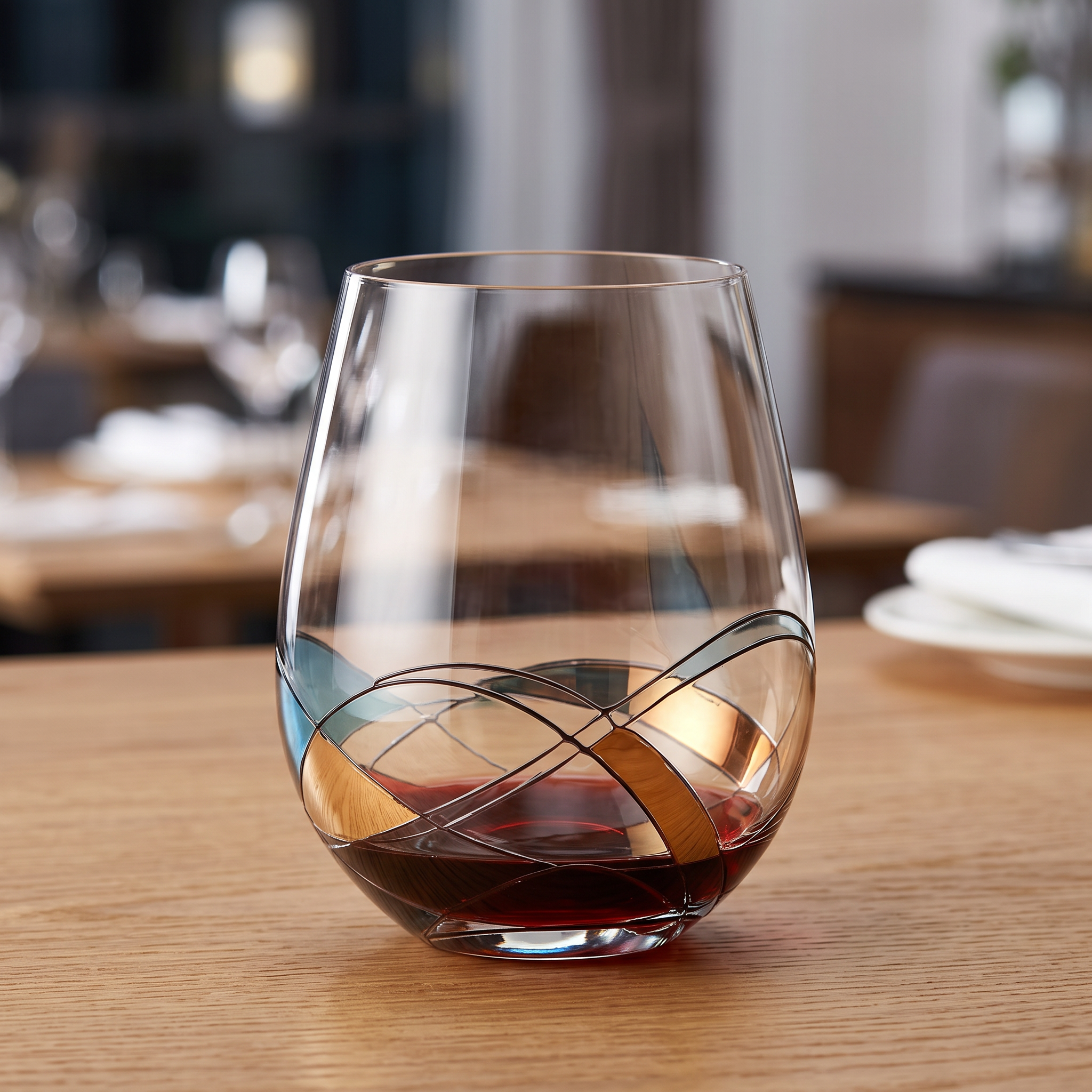 Stained Glass-Inspired Stemless Wine Glass
