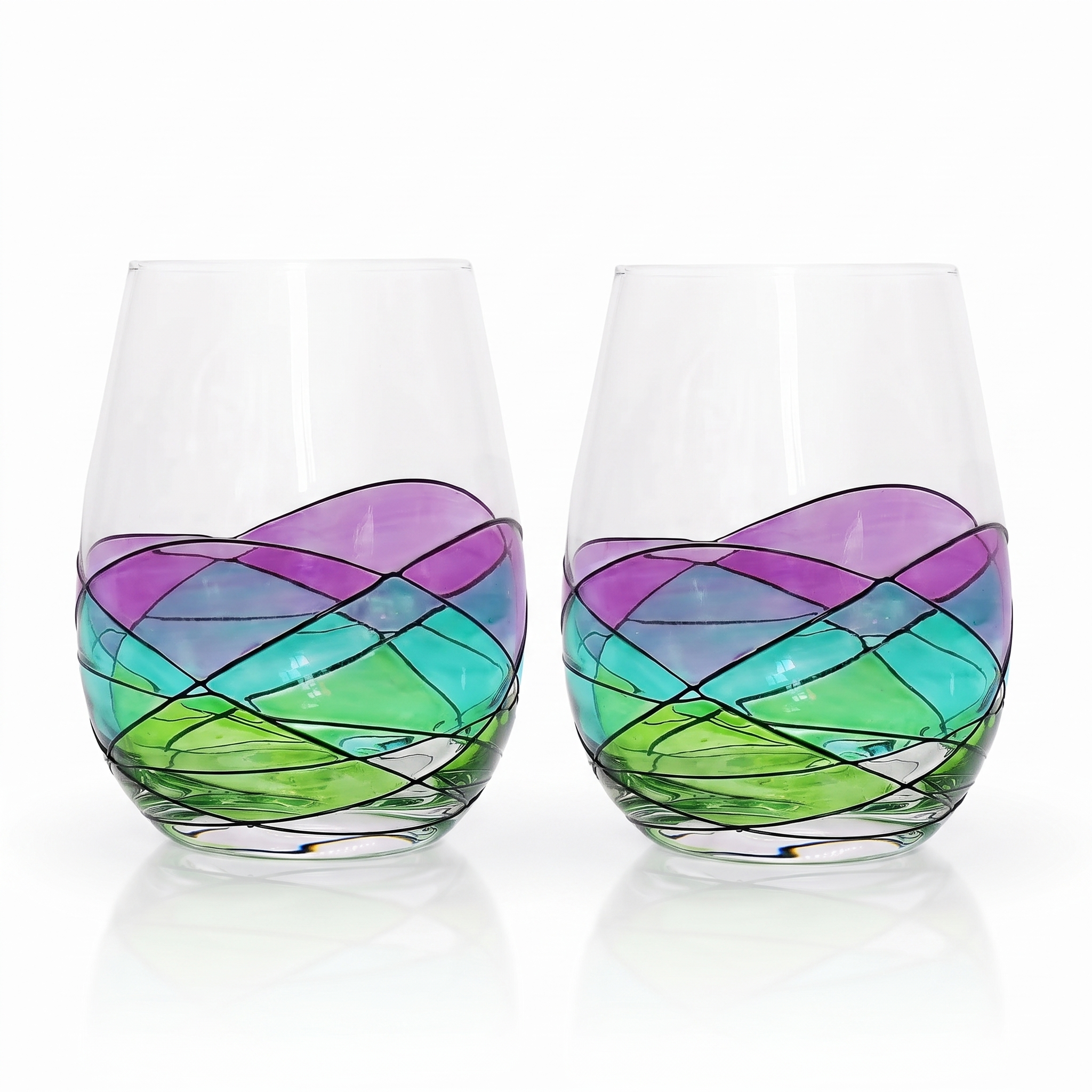 Stained Glass-Inspired Stemless Wine Glass