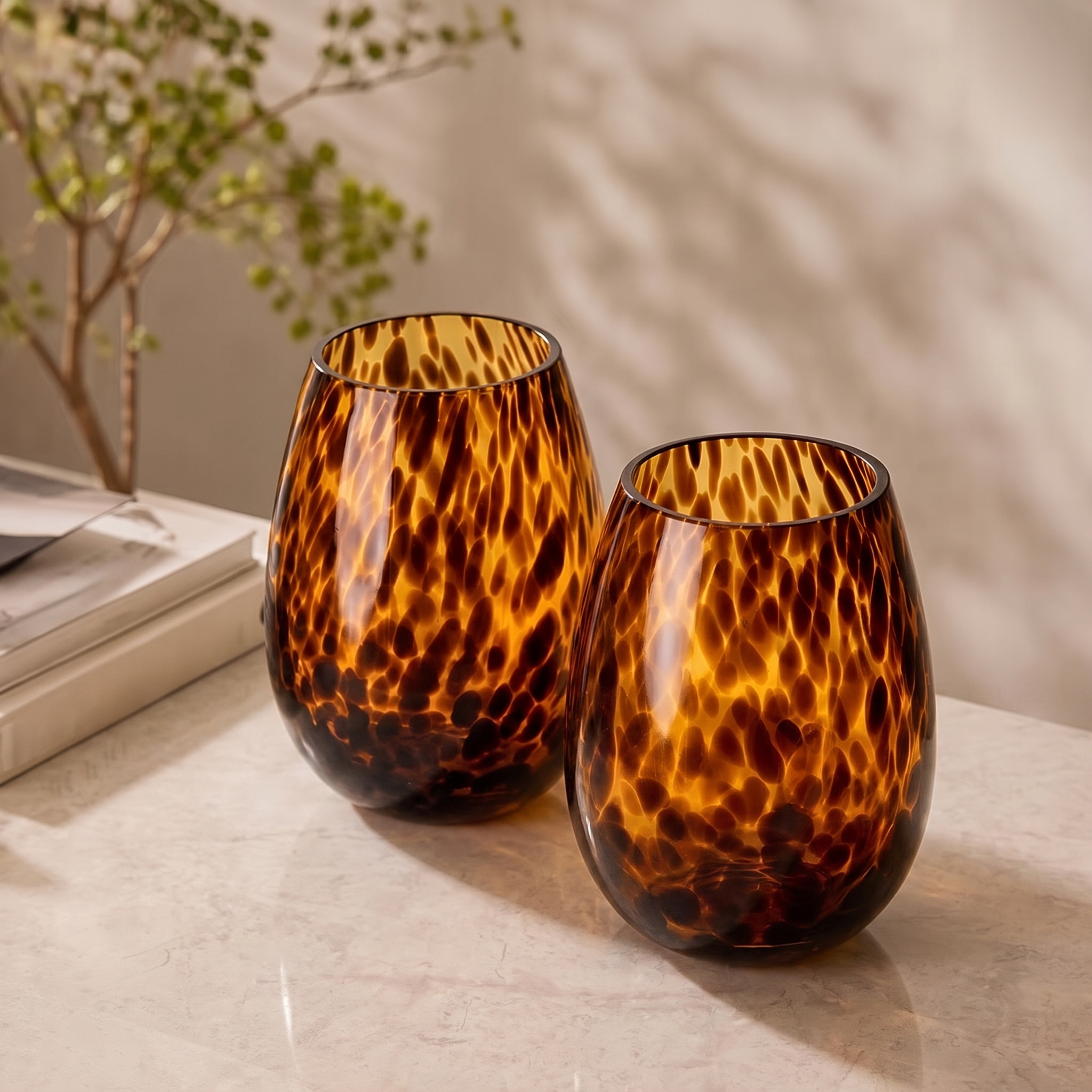 Tortoiseshell Stemless Wine Glass